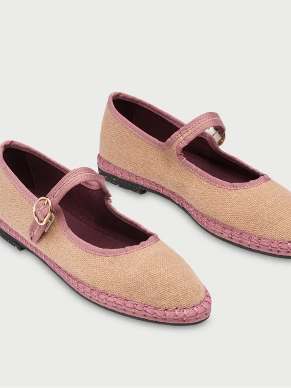 Women’s Mary Jane Espadrille Flats in Pink and Beige